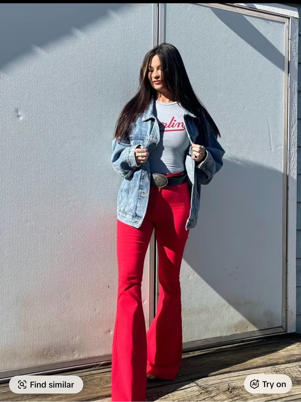 High-Waisted Red Boot Cut Pants